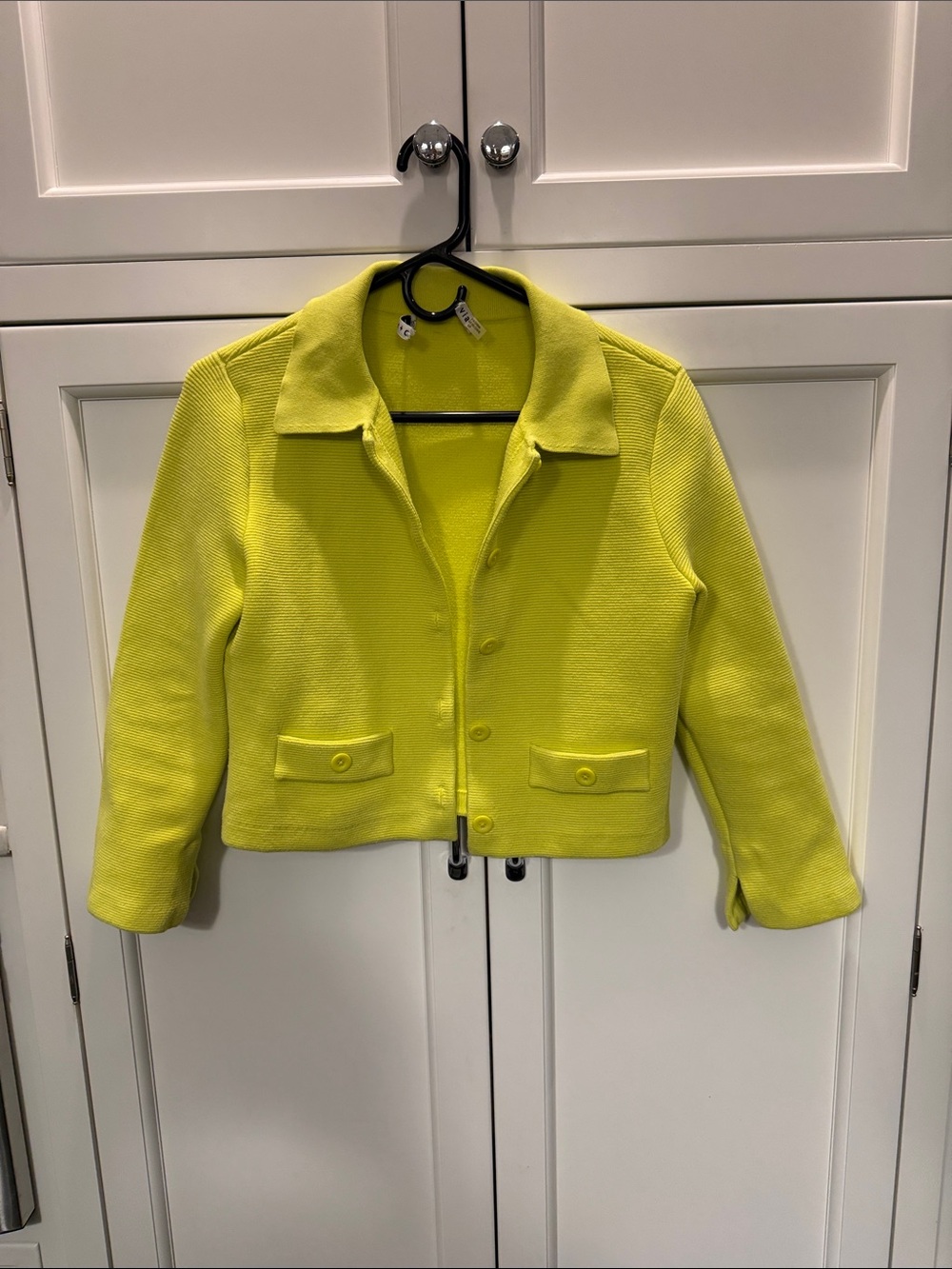 Alice + Olivia Neon Yellow Cropped Blazer